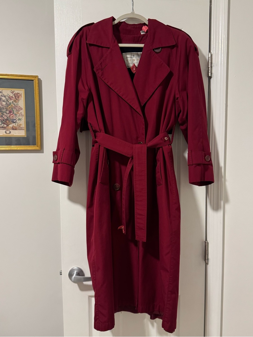 Vintage London Fog Crimson Red Trench Coat
